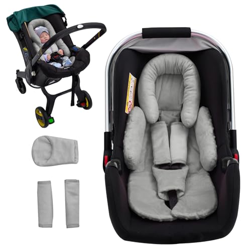 Kaseeous Baby Car Seat Head Support for Doona Stroller Thickened Infant Carseat Head Support with 3 Strap Covers Reversible Car Seat Insert for Newborn Baby Car Seat Cushion with Filled Natural Cotton - Image 1