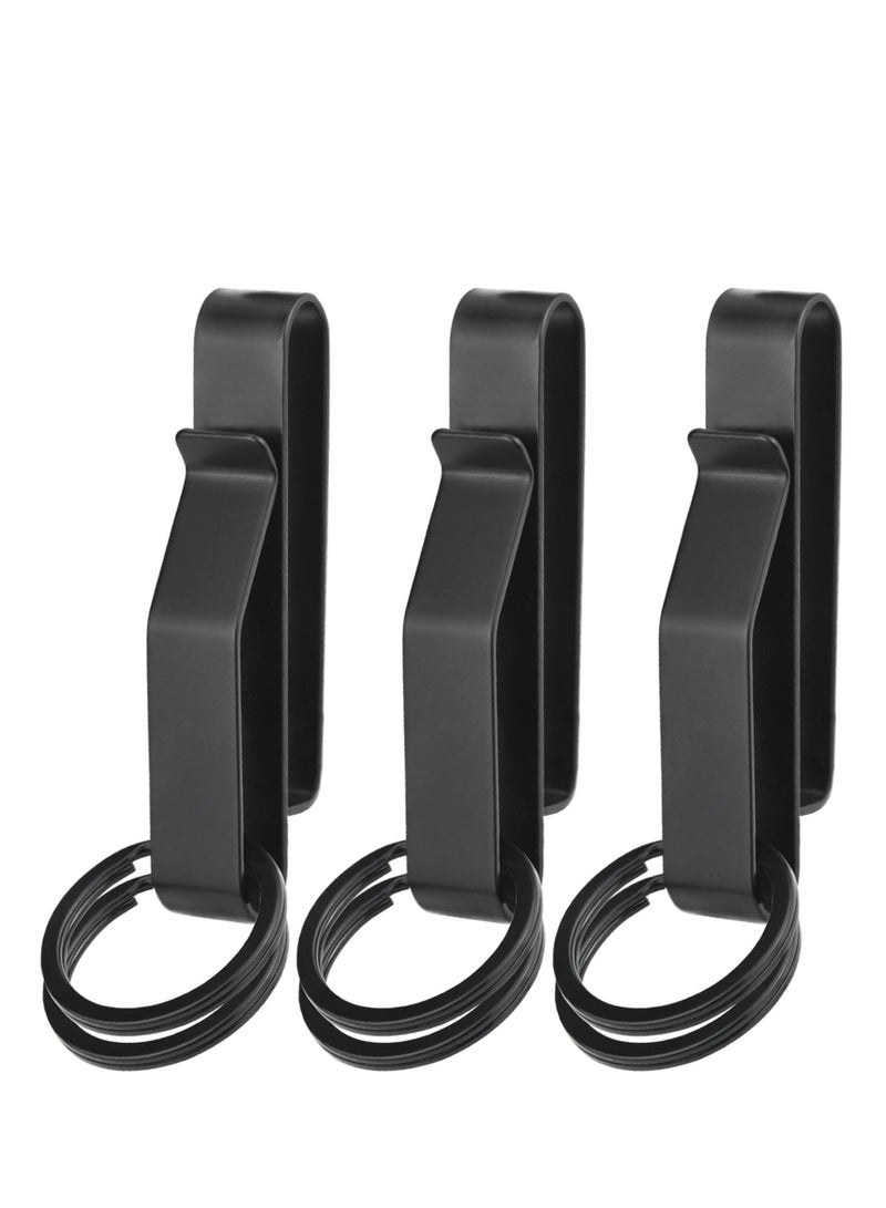 Excefore Duty Belt Key Holder Stainless Steel Tactical Belt Loop Key Holder for Police Fire Agencies Fits 1.5-2.25 Inch Belts Includes 3 Holders and 6 Detachable Key Rings - Image 1