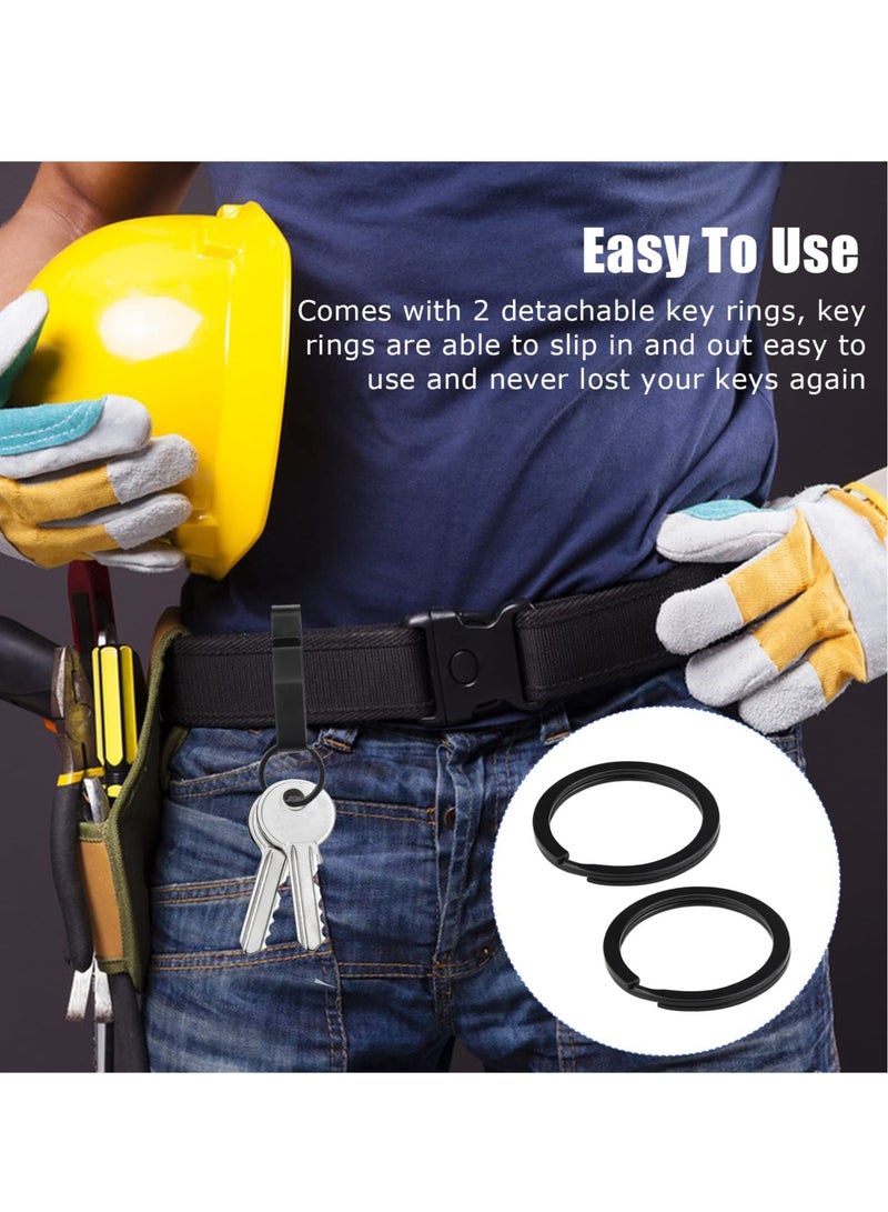 Excefore Duty Belt Key Holder Stainless Steel Tactical Belt Loop Key Holder for Police Fire Agencies Fits 1.5-2.25 Inch Belts Includes 3 Holders and 6 Detachable Key Rings - Image 5
