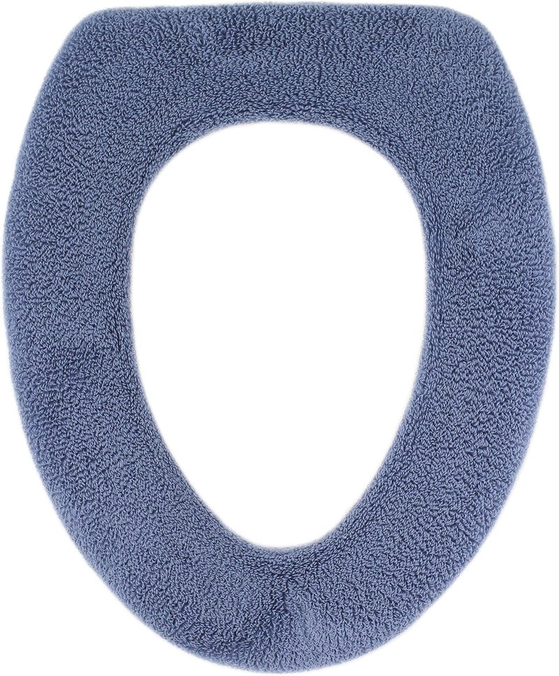 Warm-n-Comfy غطاء مرحاض ناعم - غطاء دافئ من قماش سميك للمرحاض للمرحاض الدائري والممدود 14x18" - قابل لإعادة الاستخدام، قابل للغسل في الغسالة، سهل التركيب - تغليف جاهز كهدية - أزرق لانهائي - Image 1