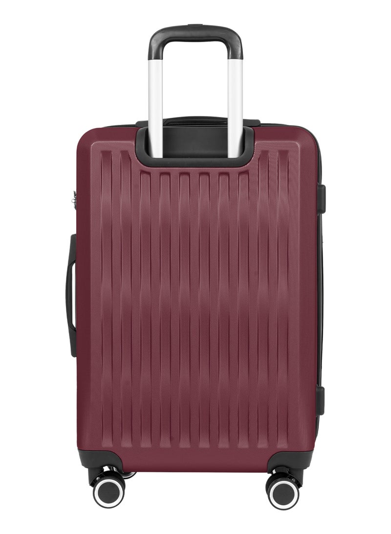 PARAJOHN حقيبة سفر متوسطة Nexus 24 بوصة بتصميم مربعات - حقيبة صلبة خفيفة الوزن ABS بوزن 20 كجم مع 4 عجلات دوارة وقفل، بنفسجي أحمر - Image 3