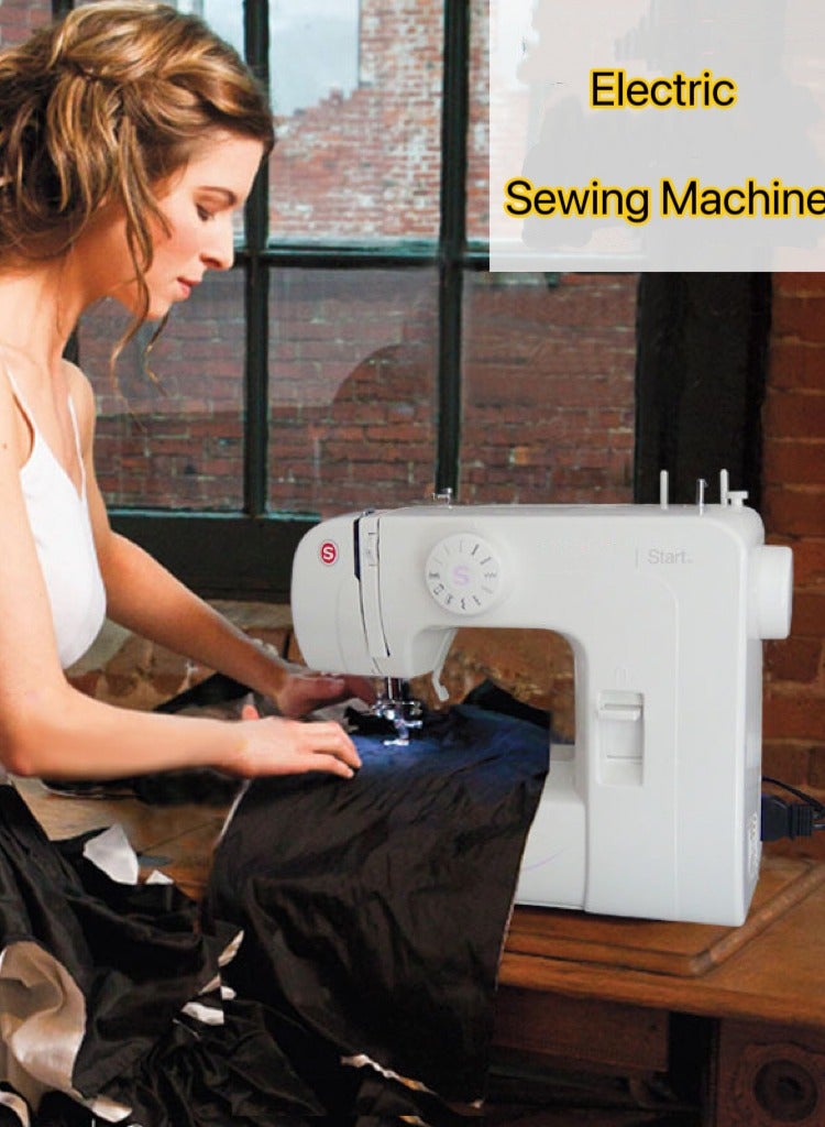 Aralifes Sewing Machine for Beginners, Electric Mini Portable, 14 Built-in Stitches with Reverse Sewing, 2 Speeds Double Thread with Foot Pedal, Storage Bag, Cotton Fabric and Threads (White) - Image 2