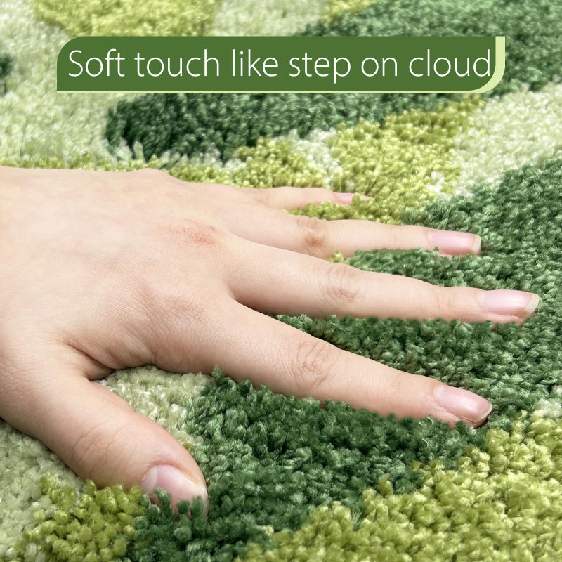 ZebraSmile Sage Bathroom Rugs Green Leaves Microfiber Bath Mat Water Absorbent Bathroom Rug with Non Slip Back for Wash Basin Shower Floor Bedroom Doormat - Image 3