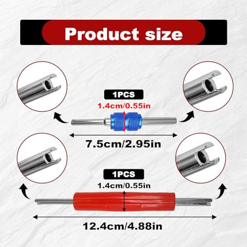 CmeRto مجموعة ملحقات صمامات تكييف الهواء 102 قطعة، صمامات إطارات A/C R12 R134a مع أداة إزالة وتركيب مزدوجة الرأس - Image 4