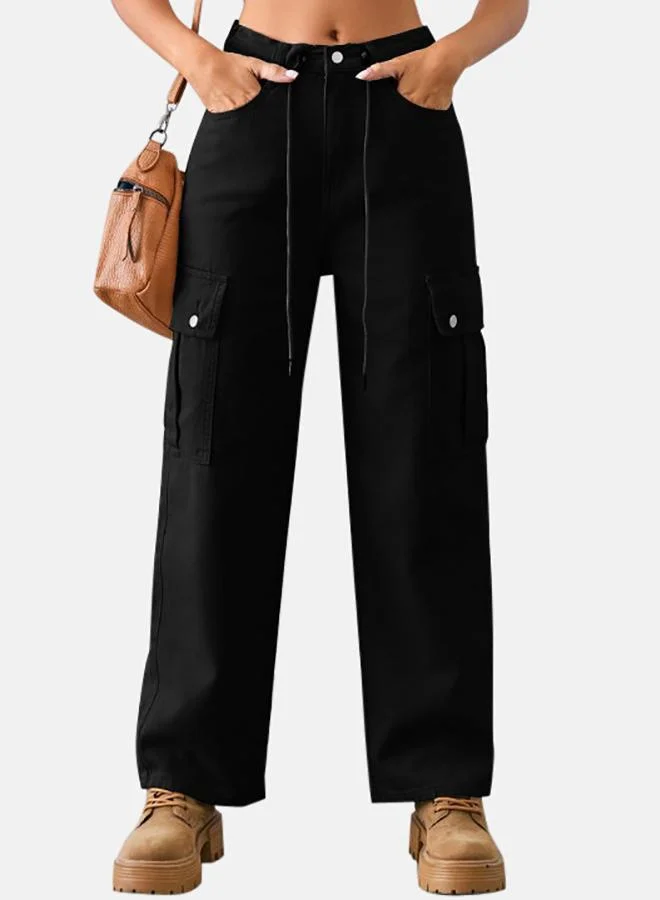 يونيكي Black Denim Cargo Pants