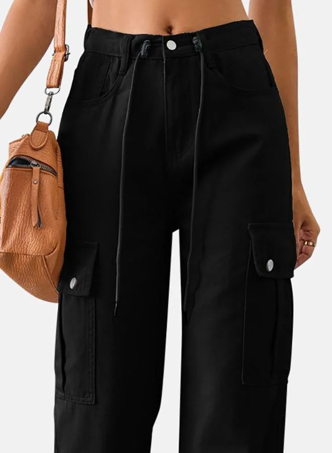 يونيكي Black Denim Cargo Pants