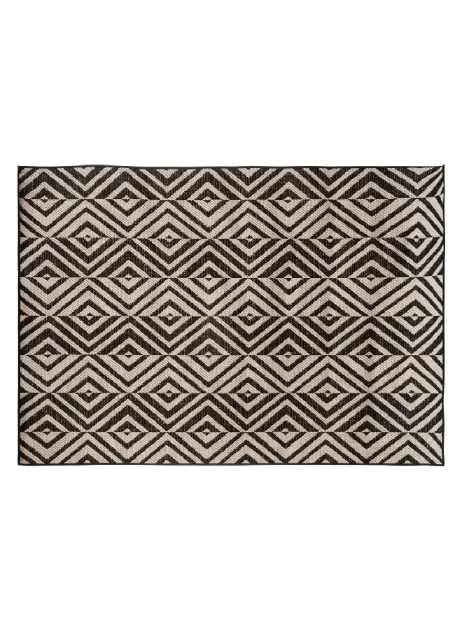atmosphera Geometric Pattern Decorative Rectangular Indoor/Outdoor Rug Black and White 150 x 230 cm 194303A