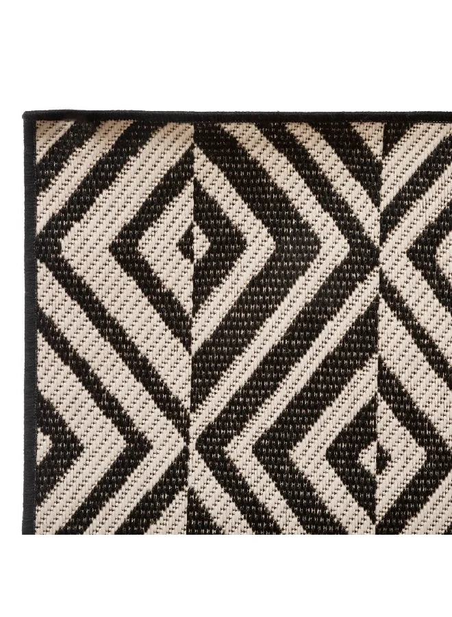 atmosphera Geometric Pattern Decorative Rectangular Indoor/Outdoor Rug Black and White 150 x 230 cm 194303A