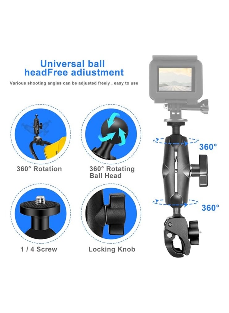 Generic - كاميرا الحركة المثبتة على الدراجة النارية Insta360 One X3، One X2، One RS، One R، GoPro Hero، كاميرا الحركة بمقبض كروي مزدوج (أسود) - Image 1