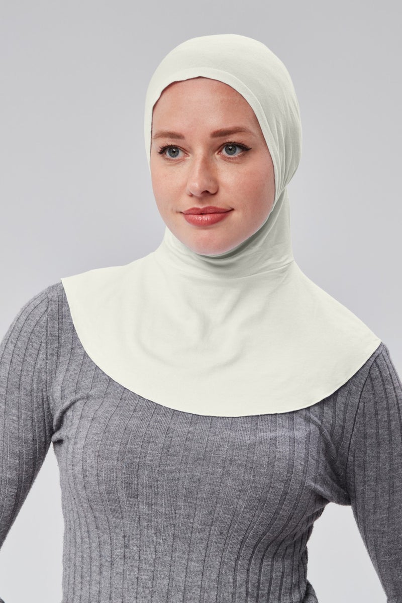 Sonbahar Moda Autumn Fashion Hijab Combed Cotton Sports Neck Collar Hijab Bonnet S200 Ecru  - Image 1