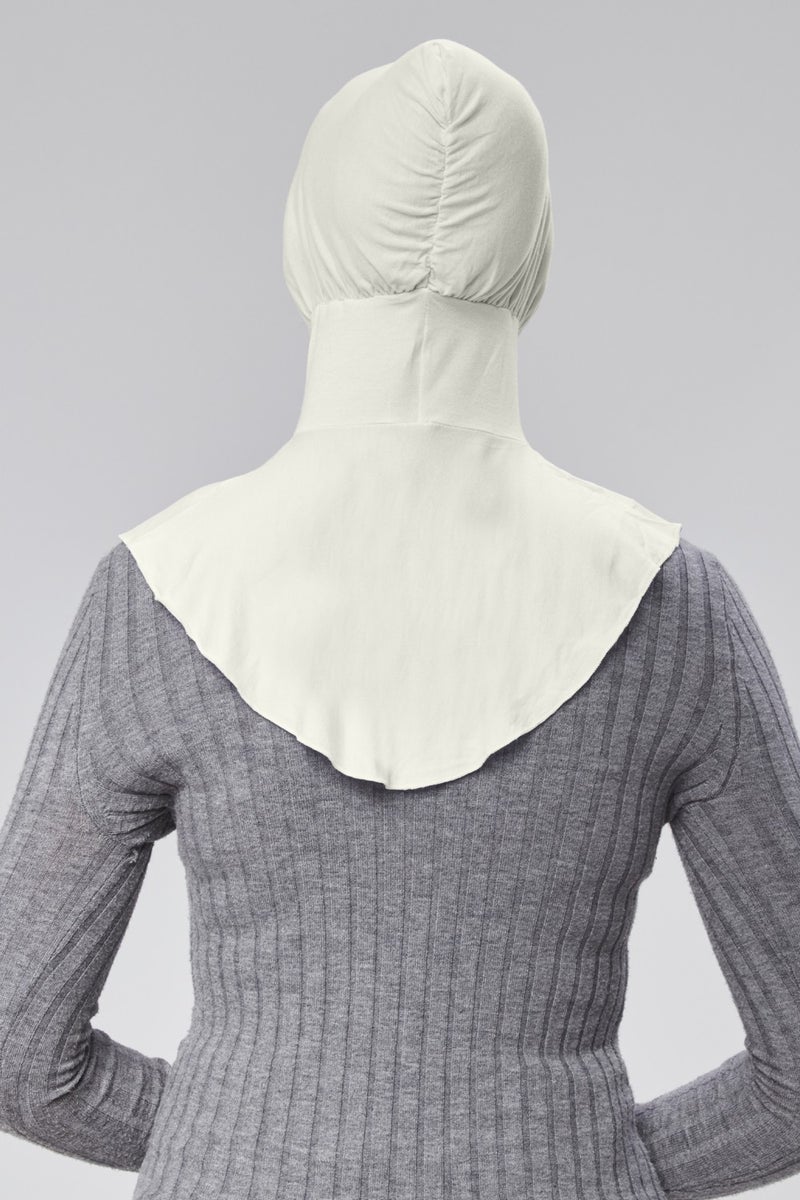 Sonbahar Moda Autumn Fashion Hijab Combed Cotton Sports Neck Collar Hijab Bonnet S200 Ecru  - Image 4