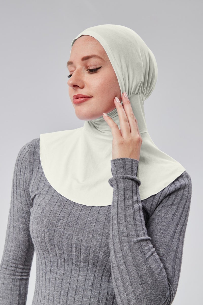 Sonbahar Moda Autumn Fashion Hijab Combed Cotton Sports Neck Collar Hijab Bonnet S200 Ecru  - Image 3