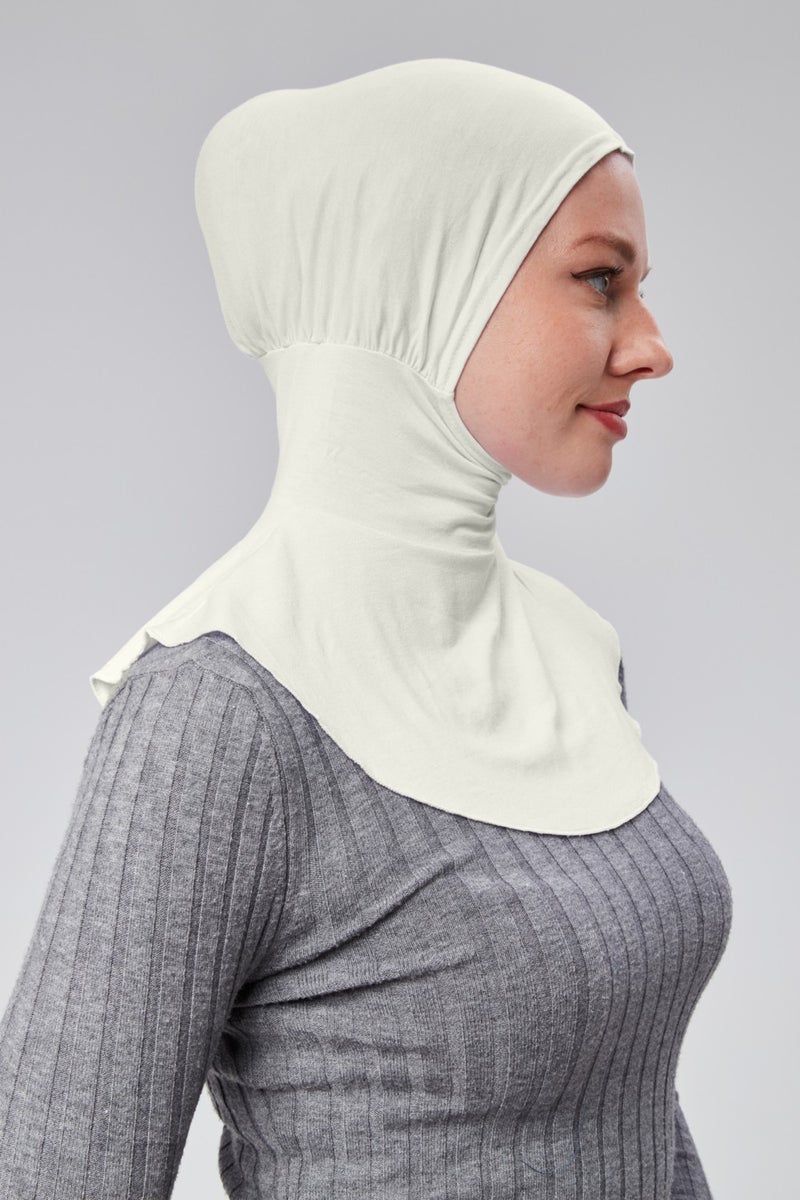 Sonbahar Moda Autumn Fashion Hijab Combed Cotton Sports Neck Collar Hijab Bonnet S200 Ecru  - Image 5