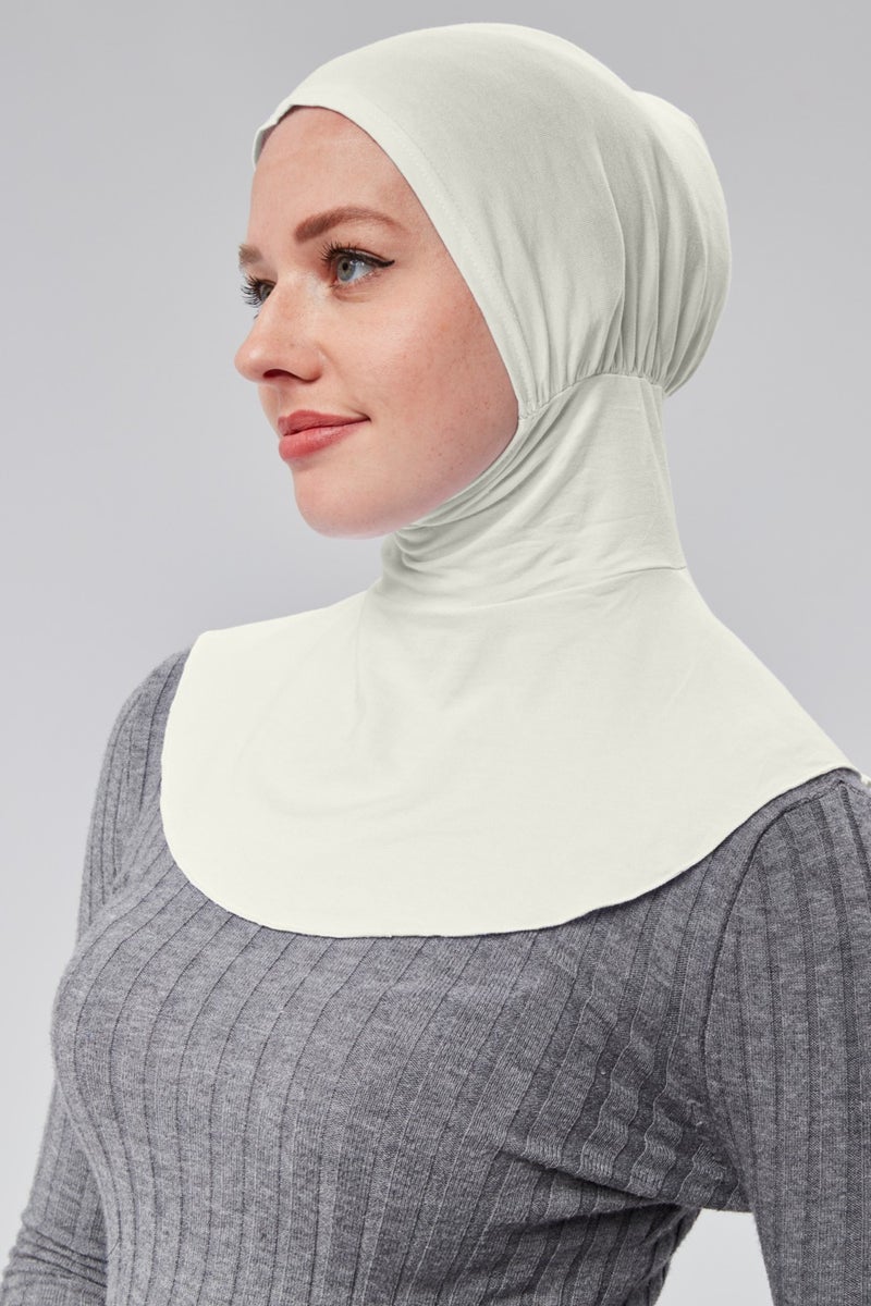 Sonbahar Moda Autumn Fashion Hijab Combed Cotton Sports Neck Collar Hijab Bonnet S200 Ecru  - Image 2