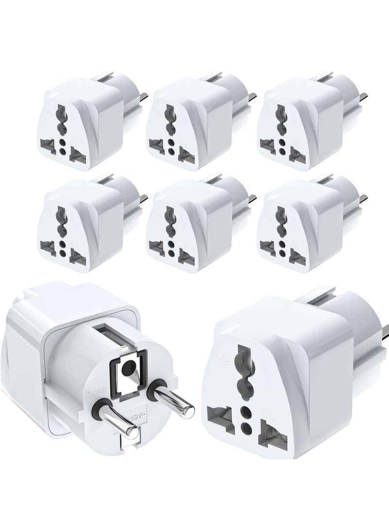 Purfex 6-Pack Travel Power Adapter - Universal UK to EU Type E/F Plug Adapter, USA to Europe Converter for Norway, Spain, Greece, Russia, Iceland, Korea - Portable Travel Charger - Image 1