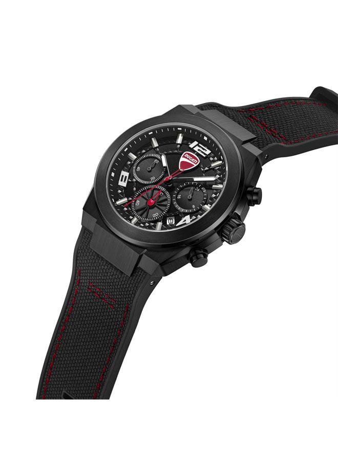 Ducati DT014 Black Dial Black Silicone-Nylon Strap Chronograph Watch for Men 41mm - Image 2