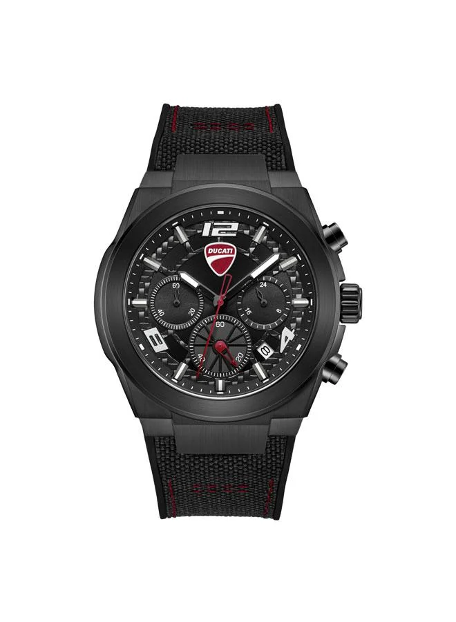 Ducati DT014 Black Dial Black Silicone-Nylon Strap Chronograph Watch for Men 41mm