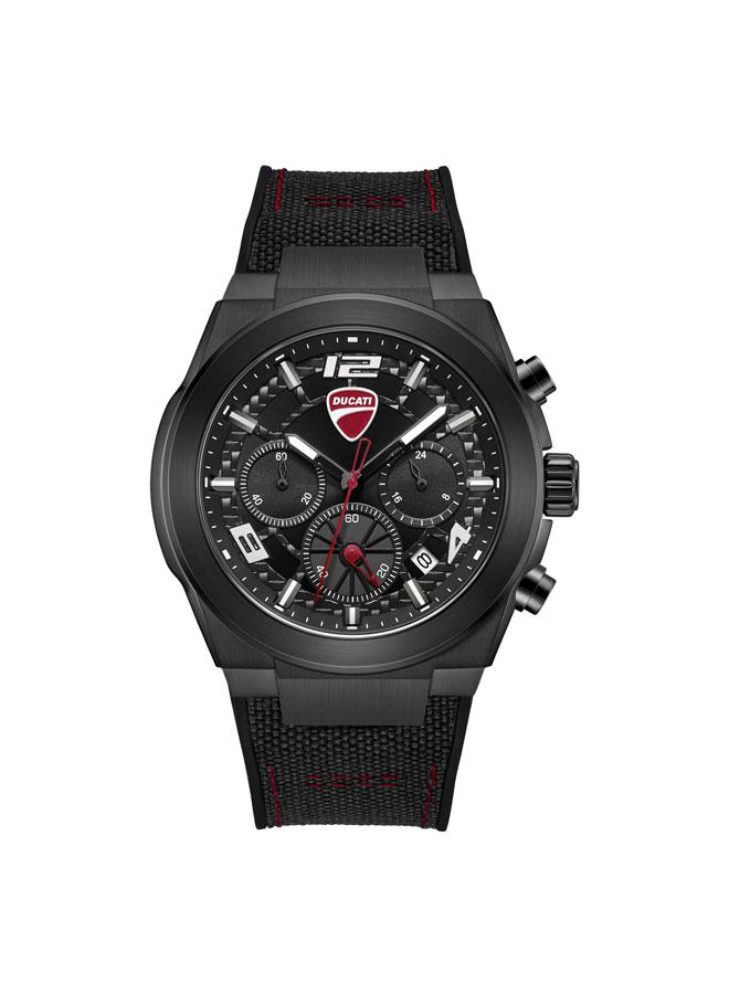Ducati DT014 Black Dial Black Silicone-Nylon Strap Chronograph Watch for Men 41mm - Image 1