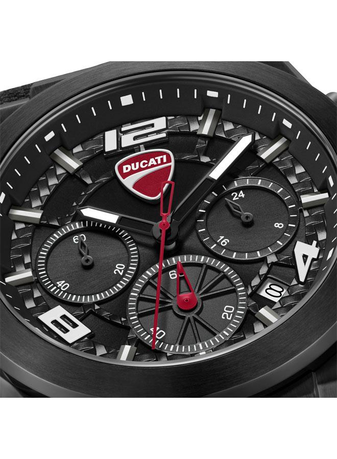 Ducati DT014 Black Dial Black Silicone-Nylon Strap Chronograph Watch for Men 41mm - Image 4
