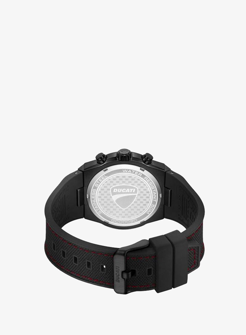 Ducati DT014 Black Dial Black Silicone-Nylon Strap Chronograph Watch for Men 41mm - Image 3