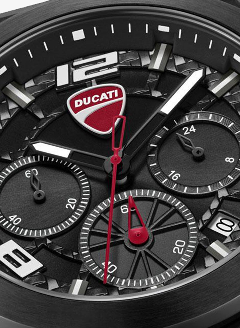 Ducati DT014 Black Dial Black Silicone-Nylon Strap Chronograph Watch for Men 41mm - Image 4