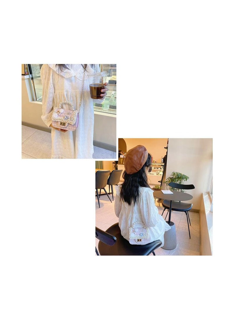 1-Piece Simulation Pearl Handle Handbag,Fashion Cute Rabbit Design Girls Simple Crossbody Bags,Lady Small Lightweight Carry-On Bag,Colour Pink - Image 2