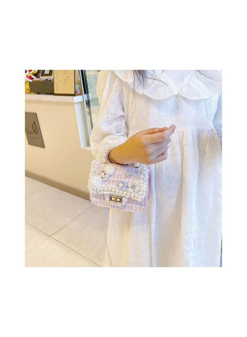 1-Piece Simulation Pearl Handle Handbag,Fashion Cute Rabbit Design Girls Simple Crossbody Bags,Lady Small Lightweight Carry-On Bag,Colour Pink - Image 3