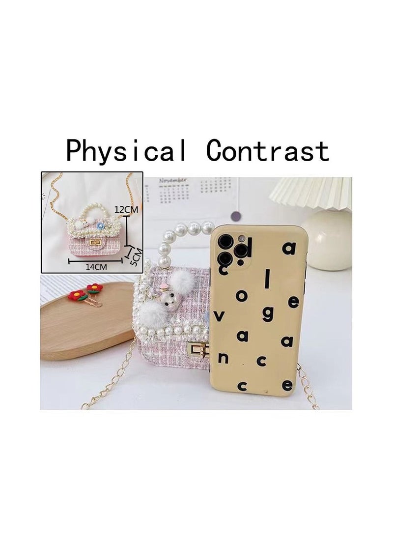 1-Piece Simulation Pearl Handle Handbag,Fashion Cute Rabbit Design Girls Simple Crossbody Bags,Lady Small Lightweight Carry-On Bag,Colour Pink - Image 4