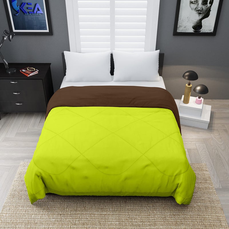 KEA Microfibre Reversible Double Bed King Size Comforter/Duvet for All Weather (Green & Brown, 250GSM)|Comforter Double - Image 3