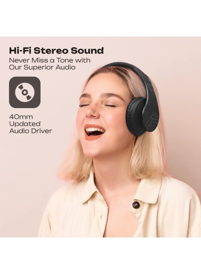 PowerLocus Bluetooth Headphones Over Ear, Wireless Bluetooth Headphones with Microphone, Foldable, Hi-Fi Stereo Sound, Soft Memory Foam Earpads, Micro SD/TF and FM mode for Phone/PC/Tablet - Image 2