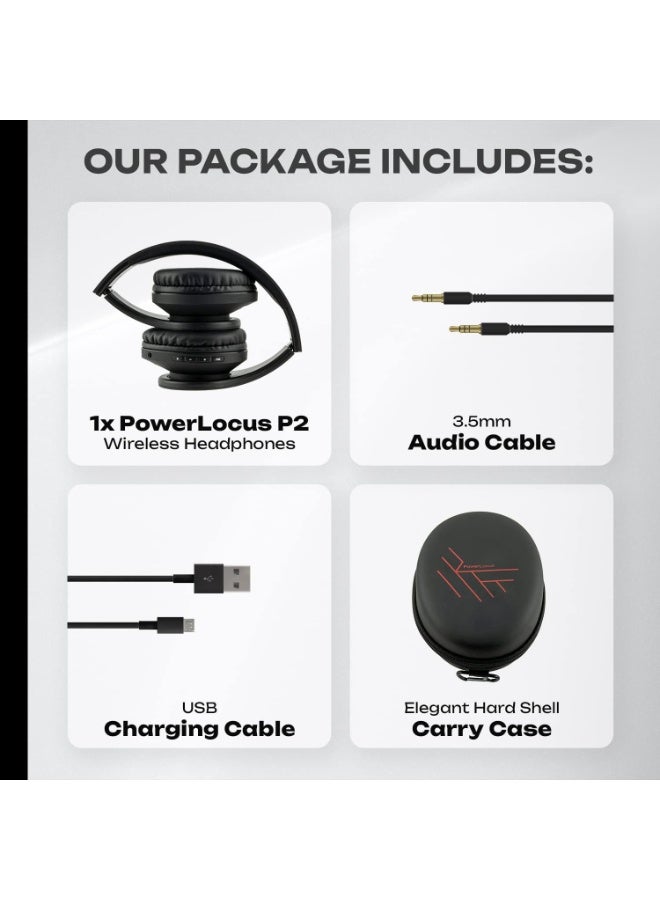 PowerLocus Bluetooth Headphones Over Ear, Wireless Bluetooth Headphones with Microphone, Foldable, Hi-Fi Stereo Sound, Soft Memory Foam Earpads, Micro SD/TF and FM mode for Phone/PC/Tablet - Image 5