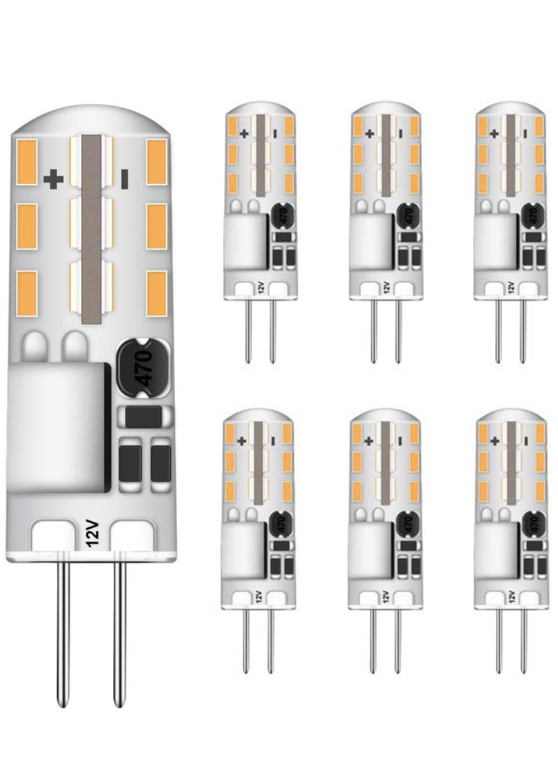 G4 LED Bulb JC Type Bi-Pin Base Light Bulbs 1.4W AC/DC 12V 6000K Warm White 10W T3 Halogen Bulb Replacement for Under Cabinet Puck Light, Chandelier, RV, Landscape Lighting (6 Pack)