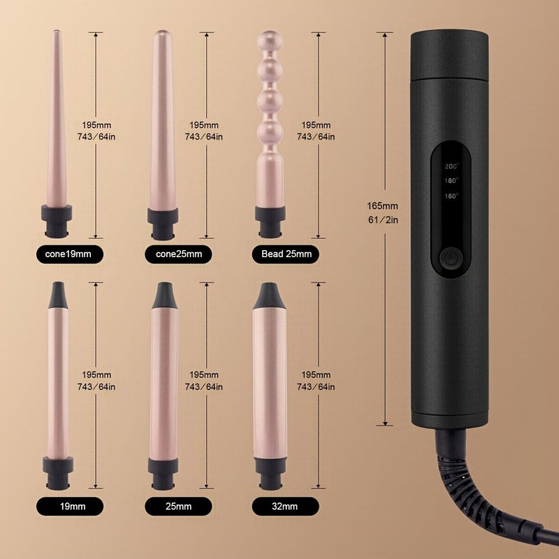 Champagne 6 In 1 Professional Curling Iron For Home Use Best Gift For Women - Image 2