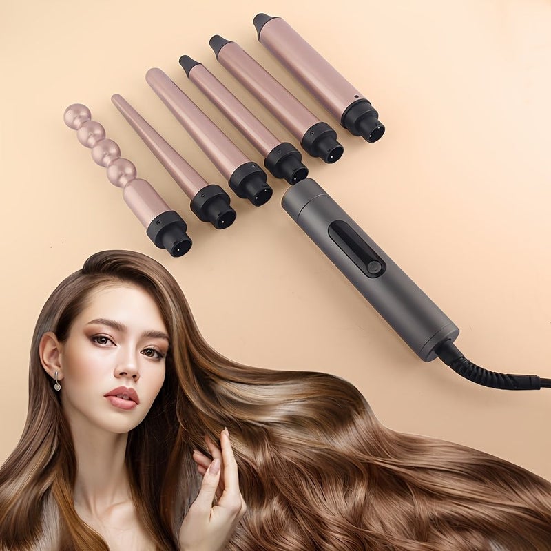 Champagne 6 In 1 Professional Curling Iron For Home Use Best Gift For Women - Image 4