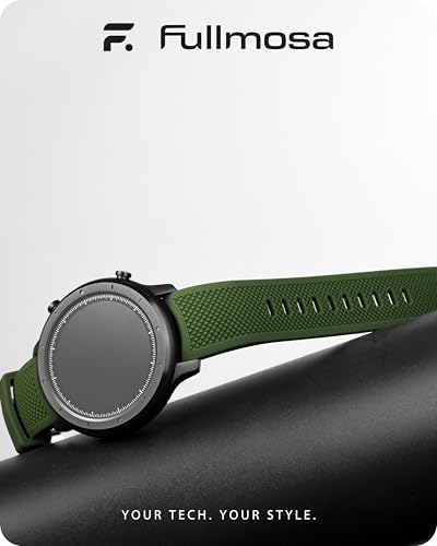 Fullmosa 22mm 20mm 24mm Silicone Watch Bands Curved Watch Strap Compatible with Samsung Galaxy Watch 7 6 5 4 3 Garmin Fossil Amazfit for Men Women22mmArmy GreenBlack - Image 3