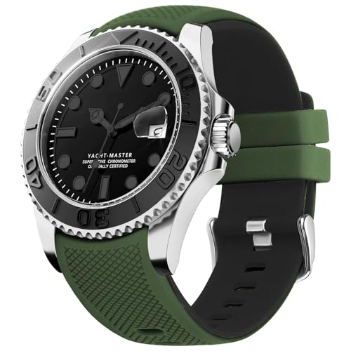 Fullmosa 22mm 20mm 24mm Silicone Watch Bands Curved Watch Strap Compatible with Samsung Galaxy Watch 7 6 5 4 3 Garmin Fossil Amazfit for Men Women22mmArmy GreenBlack - Image 1