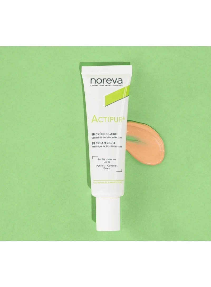 Actipur tinted BB cream, 30 ml, conceals acne-prone skin imperfections and provides natural, even, and matte coverage.