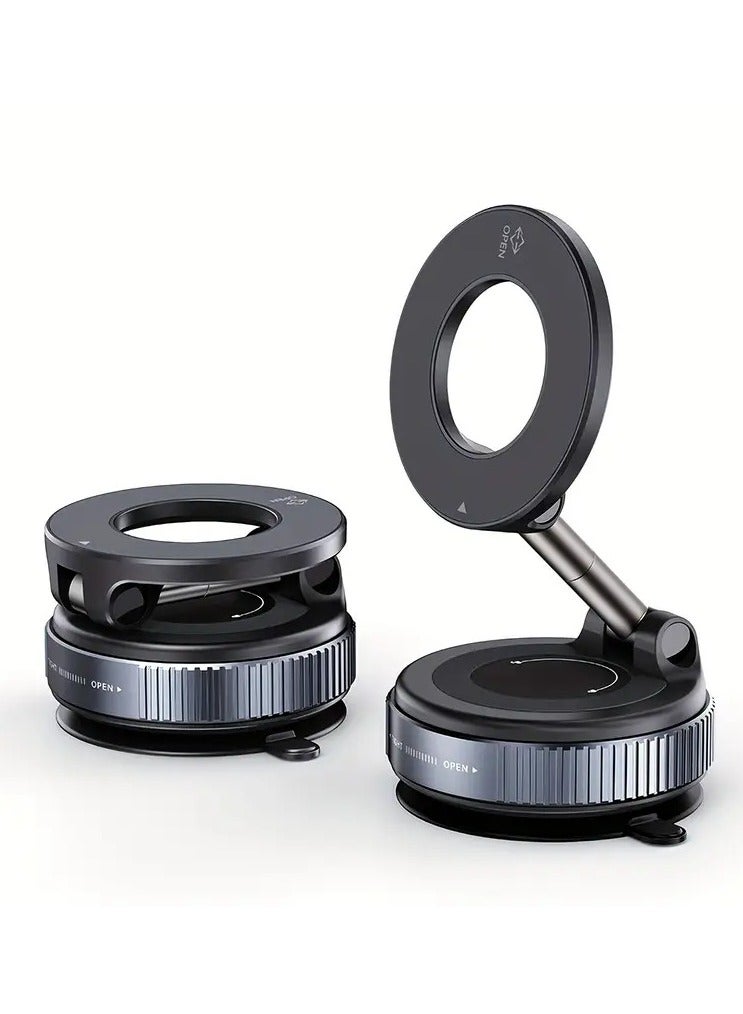 Strong Magnetic Car Phone Holder - Foldable, 360° Adjustable Vacuum Bracket with Multi-Angle Adjustment, Vehicle Phone Mount