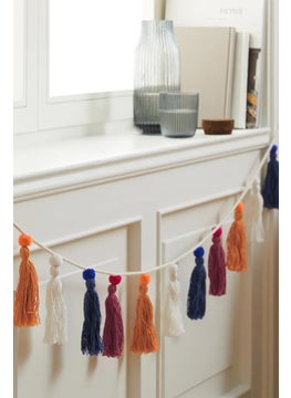 Tchibo Textile Garland Home Decorations, Orange and White and Navy and Maroon  - Image 1