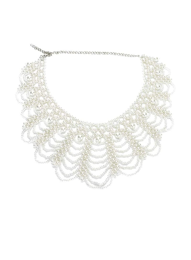 Excefore Women's RBG Dissent Collar Detachable Pearl Beaded False Collar Choker Necklace Costume - Image 2