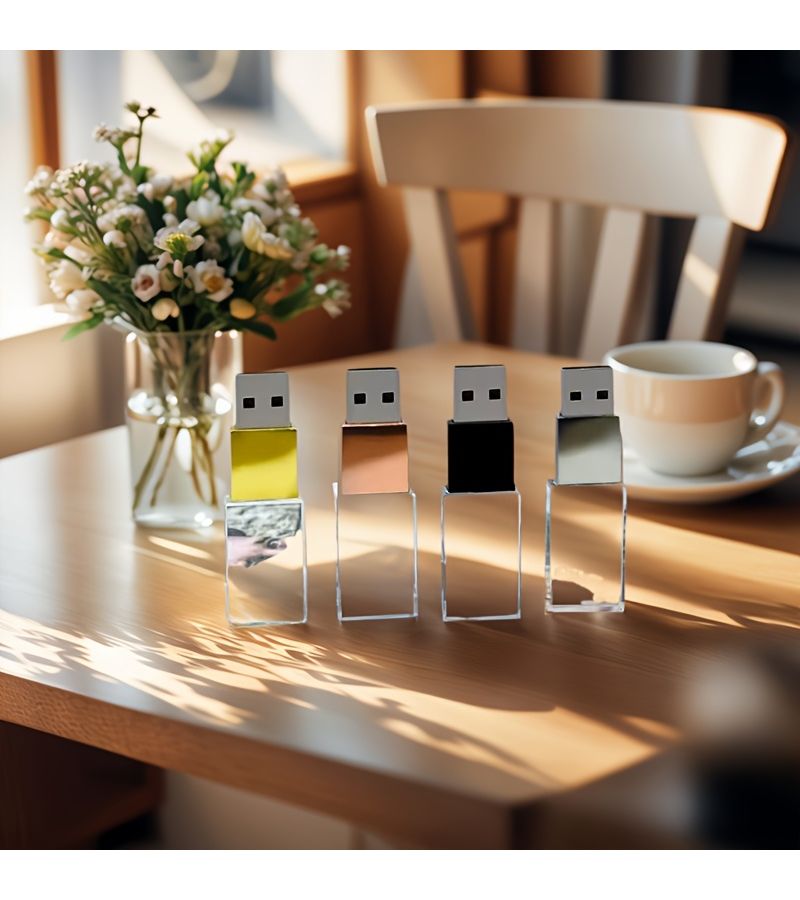 Clear 5Pcs Rose Golden White LED Crystal USB Flash Drive 8GB Custom Logo Glass Memory Stick Wedding Gift High Quality Business Storage - Image 5