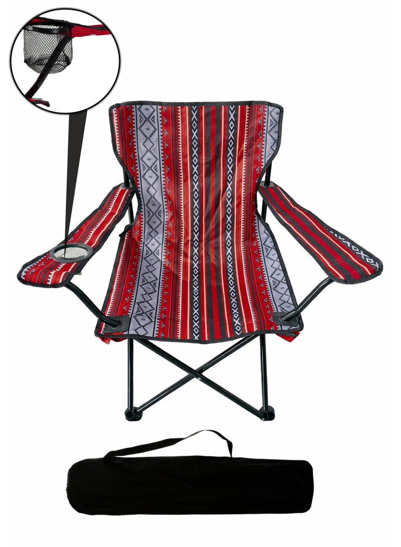 دي بلو كرسي تخييم قابل للطي مع حامل أكواب ومساند ذراع مبطنة 50×50×80 سم - كرسي تخييم وشاطئ محمول، إطار فولاذي متين، قماش أكسفورد، حقيبة حمل مرفقة، سعة 120 كجم D114716 - Image 1