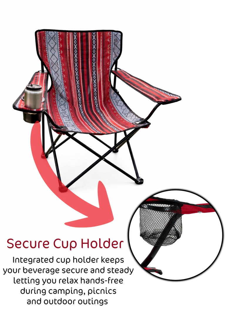دي بلو كرسي تخييم قابل للطي مع حامل أكواب ومساند ذراع مبطنة 50×50×80 سم - كرسي تخييم وشاطئ محمول، إطار فولاذي متين، قماش أكسفورد، حقيبة حمل مرفقة، سعة 120 كجم D114716 - Image 4