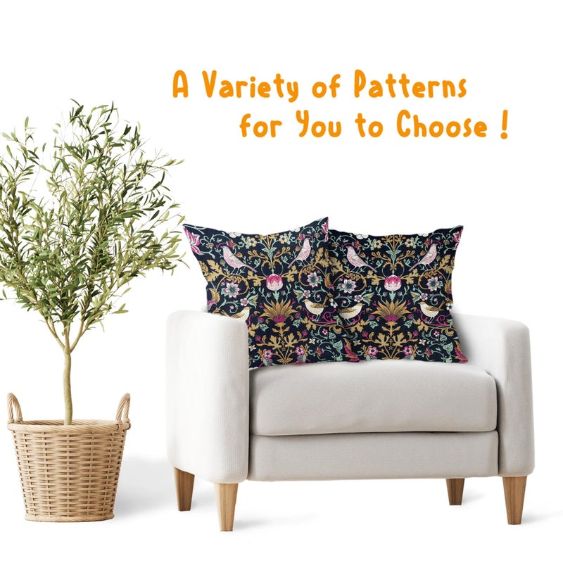 aportt Chinoiserie Floral Bird Colorful Pillow Covers 18X18 in Set of 2 Hot Pink Tan Teal Green Pimpernel Flower Throw Pillow Cases Vintage Art Pillowcases Home Decor for Couch Patio Sofa Porch - Image 4