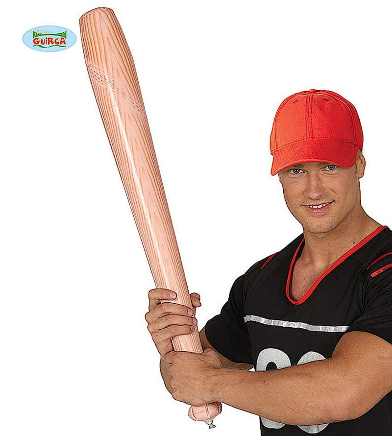 Fiestas Guirca FIESTAS GUIRCA | Inflatable Baseball Bat (27.6 in) - Sports Accessory for Fancy Dress Parties, Carnival and Halloween - Ideal for Games and Themed Celebrations - For Children and Adults - Natural  - Image 1