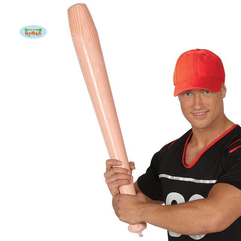 Fiestas Guirca FIESTAS GUIRCA | Inflatable Baseball Bat (27.6 in) - Sports Accessory for Fancy Dress Parties, Carnival and Halloween - Ideal for Games and Themed Celebrations - For Children and Adults - Natural  - Image 2