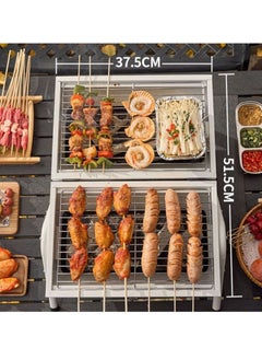 Portable Charcoal Grill With Cover And Chimney，Double Sided Barbecue，Tabletop BBQ Grill For Outdoor Camping Backyard Party Cooking (Metal : White) - pzsku/Z97BA166F244C6157EF05Z/45/_/1695349480/f12e4f0f-69de-4dc0-be1c-983162694f8d