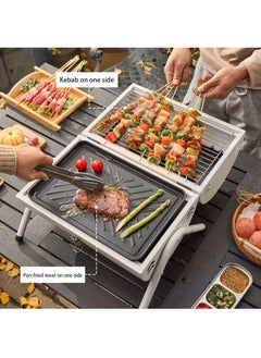 Portable Charcoal Grill With Cover And Chimney，Double Sided Barbecue，Tabletop BBQ Grill For Outdoor Camping Backyard Party Cooking (Metal : White) - pzsku/Z97BA166F244C6157EF05Z/45/_/1695349574/c58463b6-8b87-408e-a5a6-8470409e2978