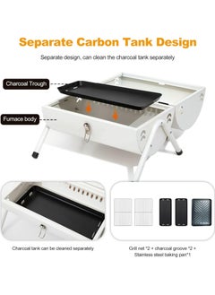 Portable Charcoal Grill With Cover And Chimney，Double Sided Barbecue，Tabletop BBQ Grill For Outdoor Camping Backyard Party Cooking (Metal : White) - pzsku/Z97BA166F244C6157EF05Z/45/_/1729834983/74541620-9cf9-4929-95bf-65038c545ebc