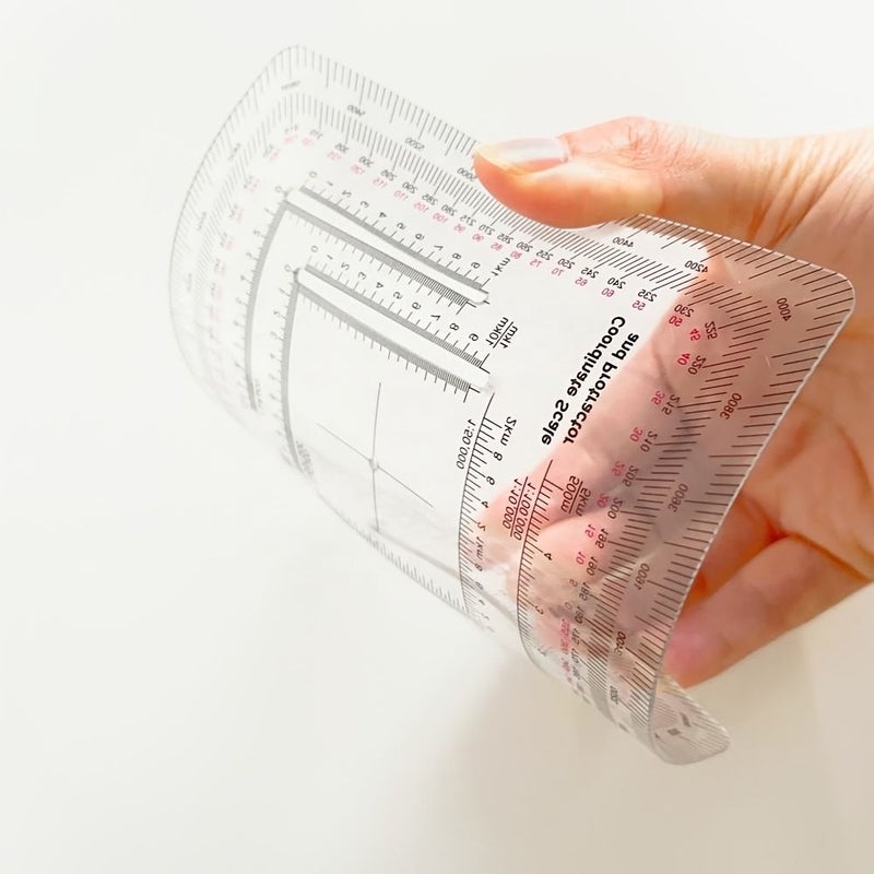 Coordinate Protractor And Compass Ruler Durable Plastic Measuring Scale With Built In Graduations Style 2 0 To 360 Degrees For Architects Surveyors And Engineers Lightweight Easy To Use - Image 3